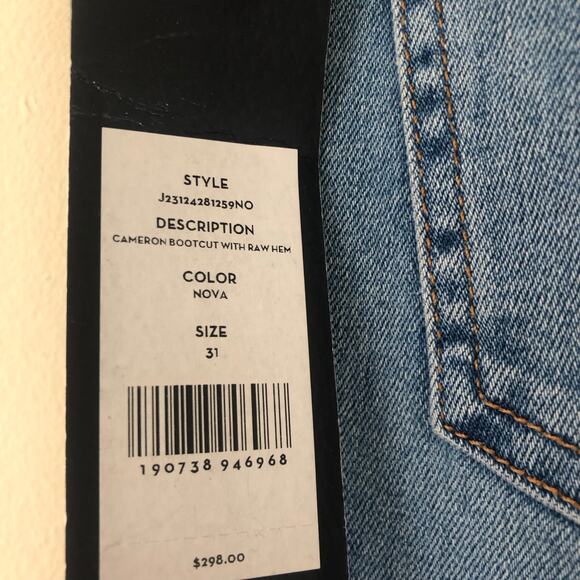 Veronica Beard Cameron Stretch-Cotton Boot-Cut Raw Hem High Rise  Jeans Nova  31 - Picture 10 of 12